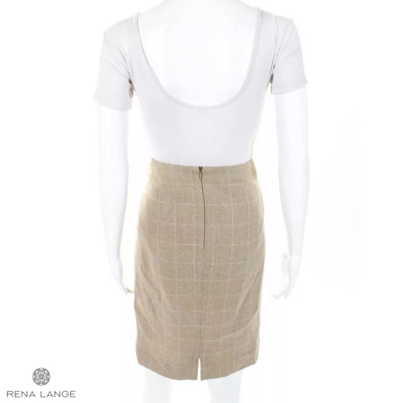 RENA LANGE Beige/Wht Square Wool Blend Pencil - Picture 3 of 5